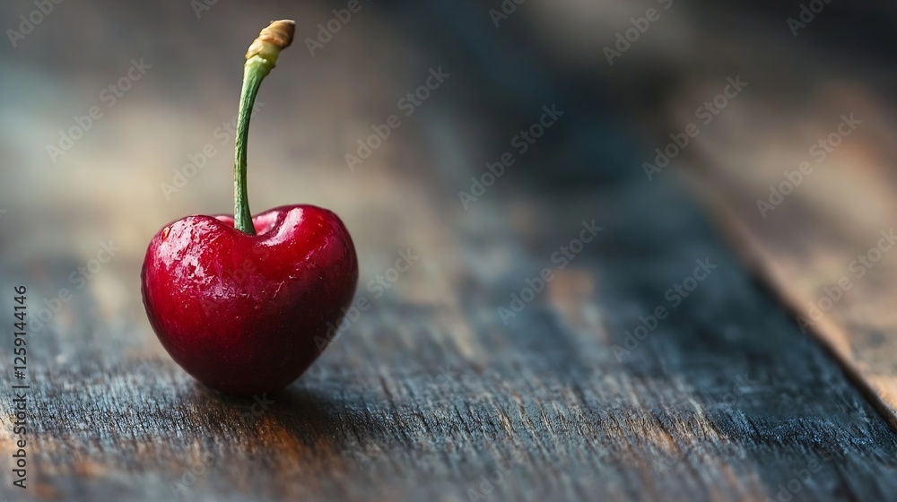 Poster fresh organic cherry on a rustic wooden surface evoking a sense of nature and simplicity : generativ