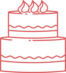Party Cake Line Hand Drawn