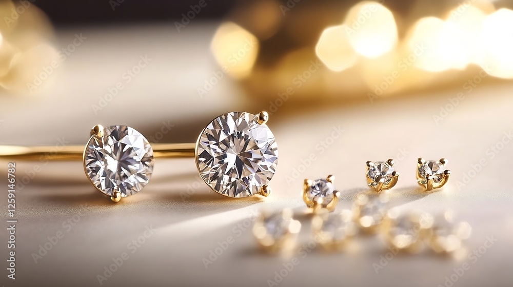 Poster elegant close-up of sparkling diamond jewelry on a soft background : generative ai