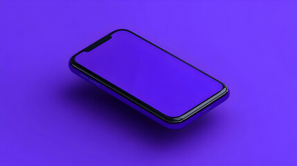 A sleek smartphone floating against a vibrant purple background, showcasing modern design
