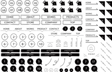 シンプル　WEB　アイコン　数字　矢印　セット