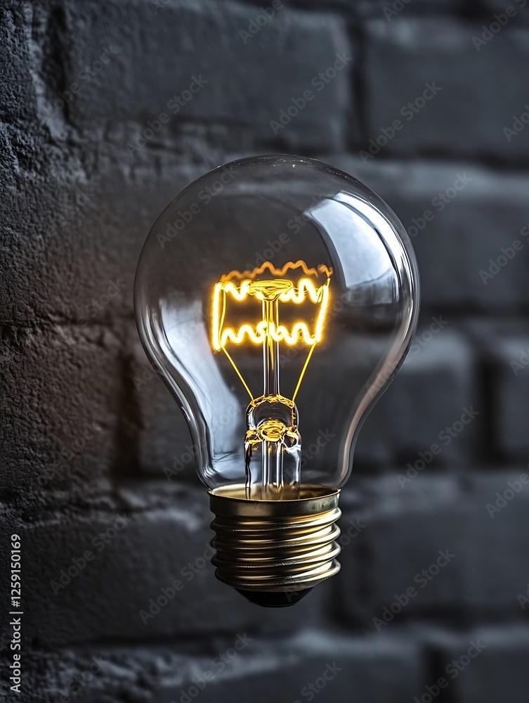 Aufkleber vintage light bulb with glowing filament against dark textured background : generative ai