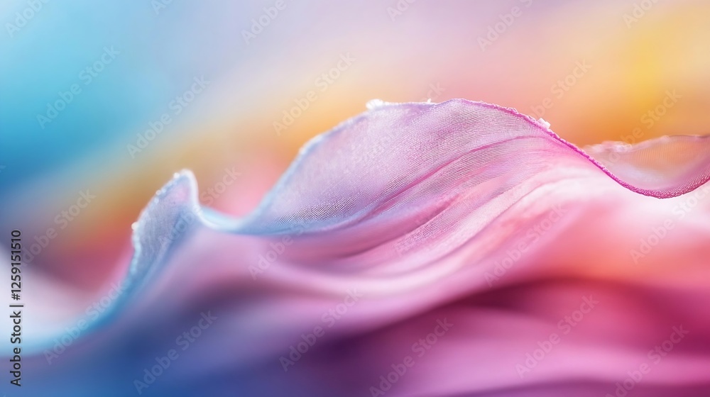 Poster Colorful Abstract Fabric Waves with Soft Light Creating Dreamy Background Texture : Generative AI