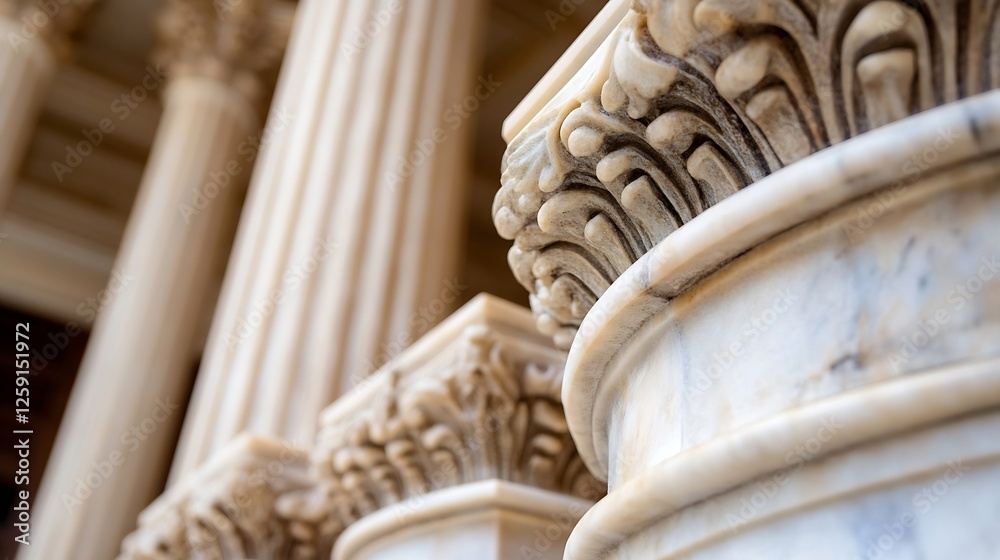Aufkleber close up view of classic marble columns with intricate designs in historical architecture : generati
