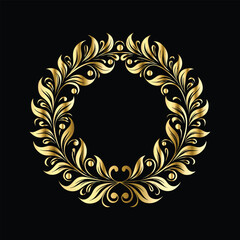 Vector decorative frame. Elegant element for design in Eastern style, place for text. Floral golden border. Lace illustration for invitations and greeting cards.
