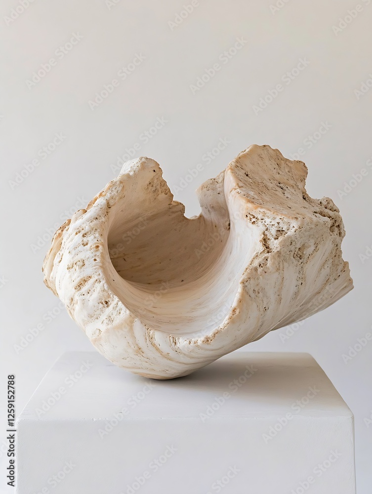 Fototapete elegant minimalist design of a unique decorative shell bowl on display : generative ai
