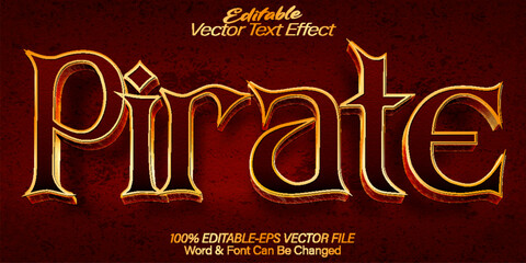 Pirate Vector Text Effect Editable Alphabet Golden Sea Template Captain