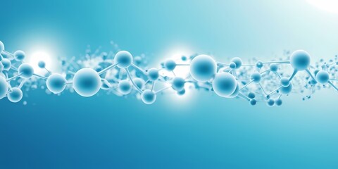 White and light blue medical abstract gradient background with molecules. web banner