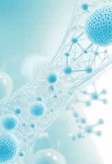 White and light blue medical abstract gradient background with molecules. web banner