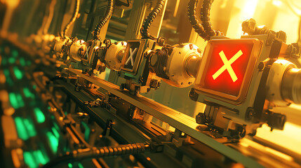 Futuristic Industrial Machinery with Red Error Display