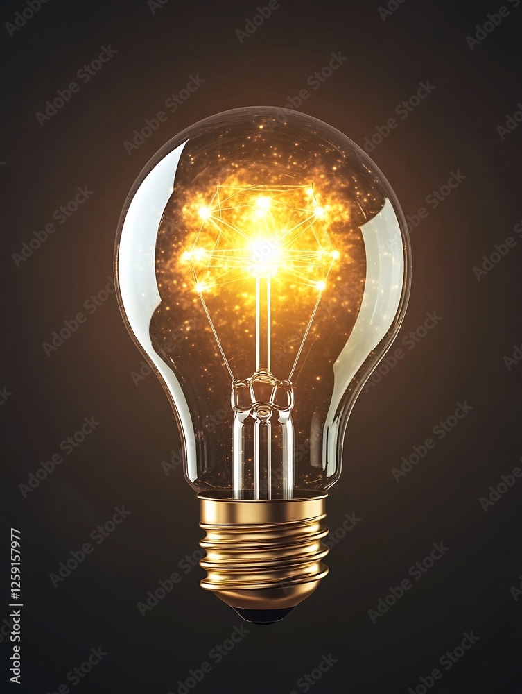 Leinwandbilder Conceptual image of a light bulb glowing with sparkles representing innovation creativity and bright ideas : Generative AI