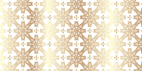Seamless pattern of golden ornament on white background. Vector