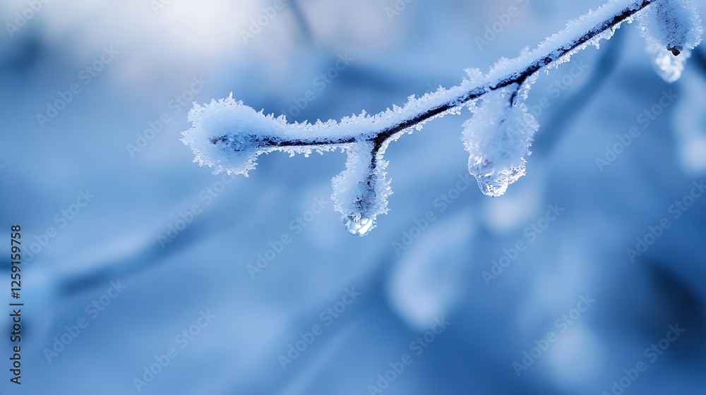Leinwandbilder frozen branches covered in frost creating a serene winter wonderland scene : generative ai