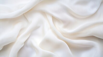 Obraz premium Soft white silk fabric with elegant draped texture ideal for backgrounds : Generative AI