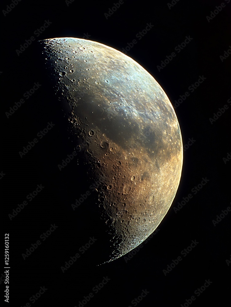 Leinwandbilder dramatic close-up view of the moon's surface with craters and texture : generative ai