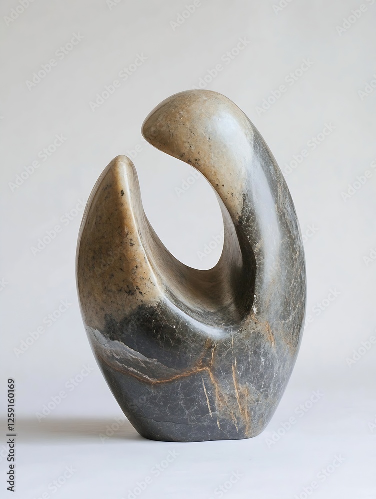 Fototapete abstract stone sculpture displaying unique design and artistic form in neutral tones : generative ai