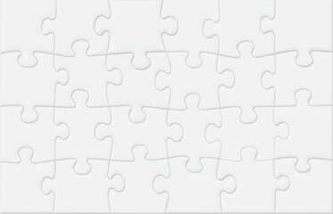 Blank Puzzle Pieces Complete Jigsaw Vector 3D Effect with Shadows Background
