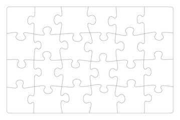 Blank Puzzle Pieces Complete Jigsaw Vector Strokes Background Round Corners Overlay