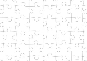 Seamless Blank Puzzle Pieces Repeating Pattern Swatch Jigsaw Vector Strokes Background Overlay Black and White