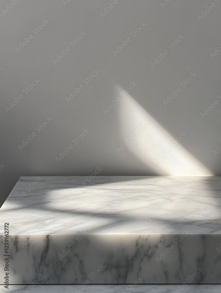 Aufkleber elegant marble surface with soft shadows under gentle lighting : generative ai