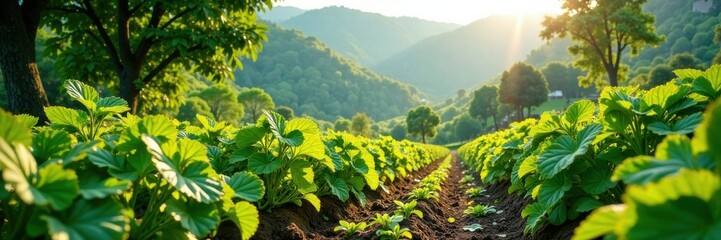 Tierras de cultivo org?nico con plantas al aire libre , agricultura org?nica, naturaleza, campo