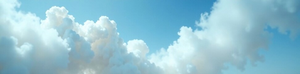 Obraz premium Thick white smoke billows against a clear blue sky backdrop, eerie atmosphere, landscape, mist, sky