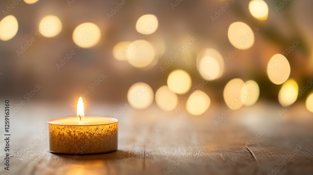 Poster beautifully lit candle against a soft focus background creating a cozy atmosphere with warm light : 