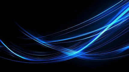Abstract Blue Glowing Lines on Dark Background