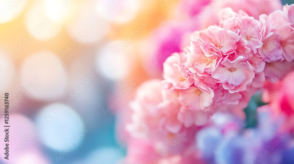 Poster Stunning Macro Shot of Soft Pink Flowers with Beautiful Bokeh Background in Gentle Light Play : Generative AI