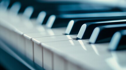 Close Up of Piano Keys Highlighting Elegant Black and White Design : Generative AI