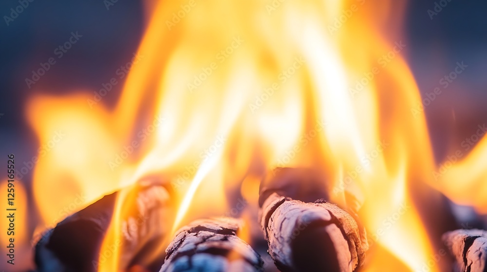 Poster fiery flames and smoky charcoal displaying the element of fire in a warm environment : generative ai