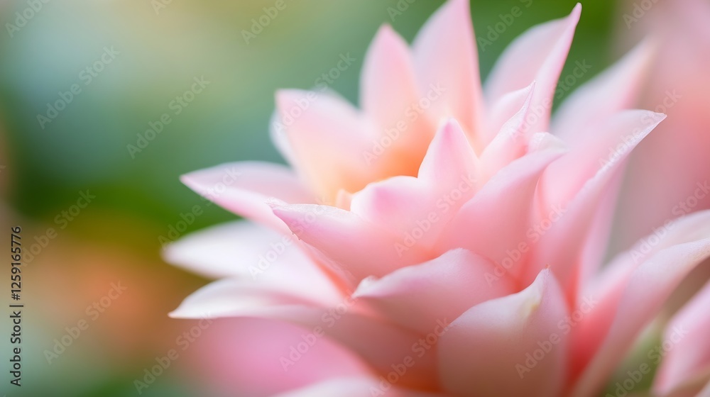Poster delicate close up of pink ginger flower with soft focus background alluding to tranquility : generat