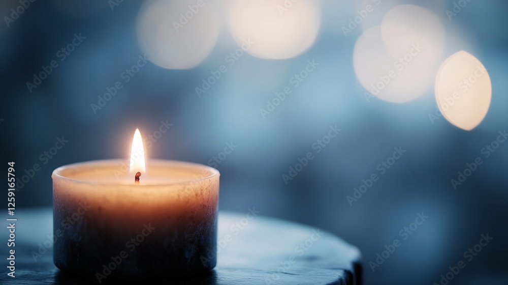 Aufkleber single candle flame glowing against soft background creating cozy ambiance : generative ai