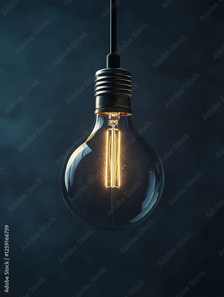 Aufkleber Retro vintage Edison filament light bulb glowing in the dark creating a warm inviting atmosphere : Generative AI
