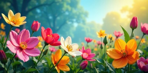 Vibrant blooming flowers in changing seasons, winter, autumn, botanicals