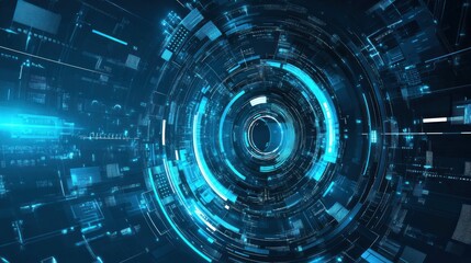Fototapeta premium Abstract Digital Tunnel: Futuristic Technology Concept