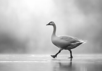 Fototapeta premium An elegant goose walks gracefully.