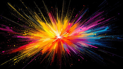 Abstract Explosion of Colors – Dynamic and Vibrant Art on Black Background
