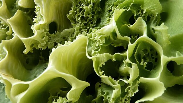 Fresh green lettuce leaves with intricate textures showcasing vibrant colors and healthy attributes