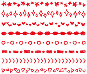 手描きのクレヨン素材　いろいろな飾りラインセット