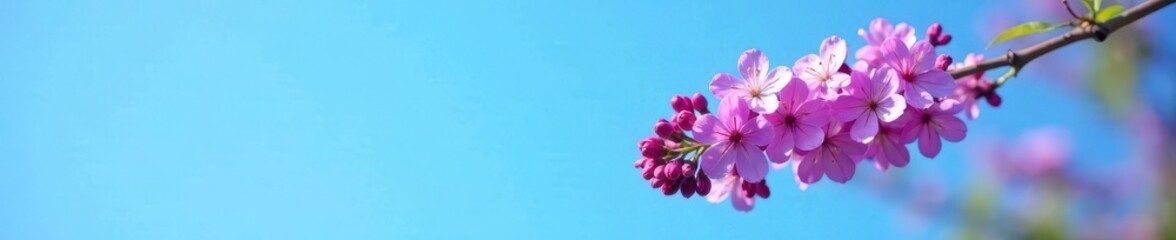 Lilac flower on a thin branch against a bright blue sky, lilac, flowers, garden