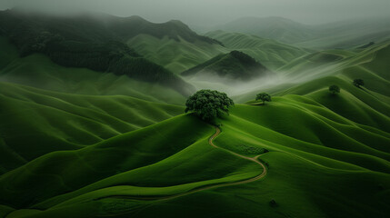 Beautiful wide green summer landscape