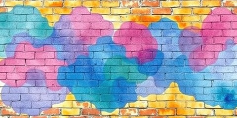 Naklejka premium Watercolor Wash Rug Accent on Brick Background