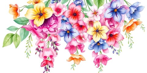 Fototapeta premium Watercolor Delights: A Burst of Cascading Blooms