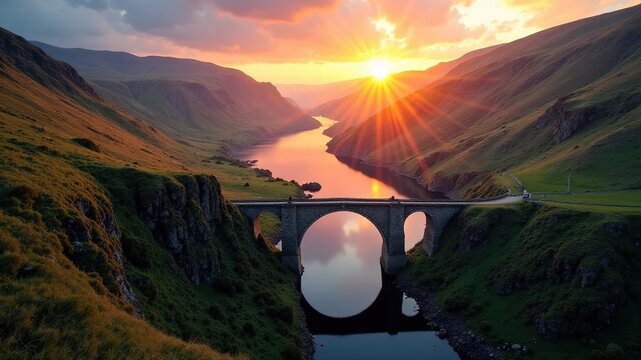 Skelwith Bridge Loughrigg Fell Sunrise Lake District Aerial