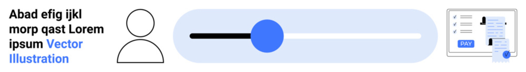 User profile image, horizontal slider with blue handle, and document preview for interface navigation. Ideal for UIUX design, user settings, progress tracking, customization interfaces, document