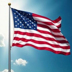 Fototapeta premium Waving US flag against a blurred patriotic background , American Flag, Patriotic Background