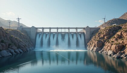 Majestic Hydroelectric Dam Generating Clean Energy Water Power Renewable Resources