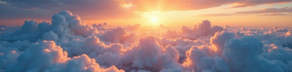Fototapeta premium Vue des nuages avec un soleil faible , soft, sky, clouds