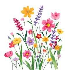 Flourishing Spring Garden Clip Art with Bold Brushstrokes
